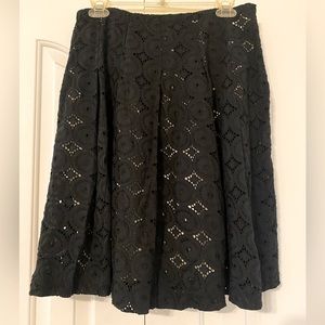 Banana Republic Black Embroidered Boho A Line Flare Skirt Sz 6